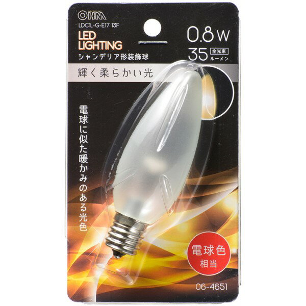 樂天商城 - LEDシャンデリア形 装飾用 0.8W 35lm 電球色 フロスト C32 E17 OHM 06-4651 LDC1L-G-E1713F 【送料無料】