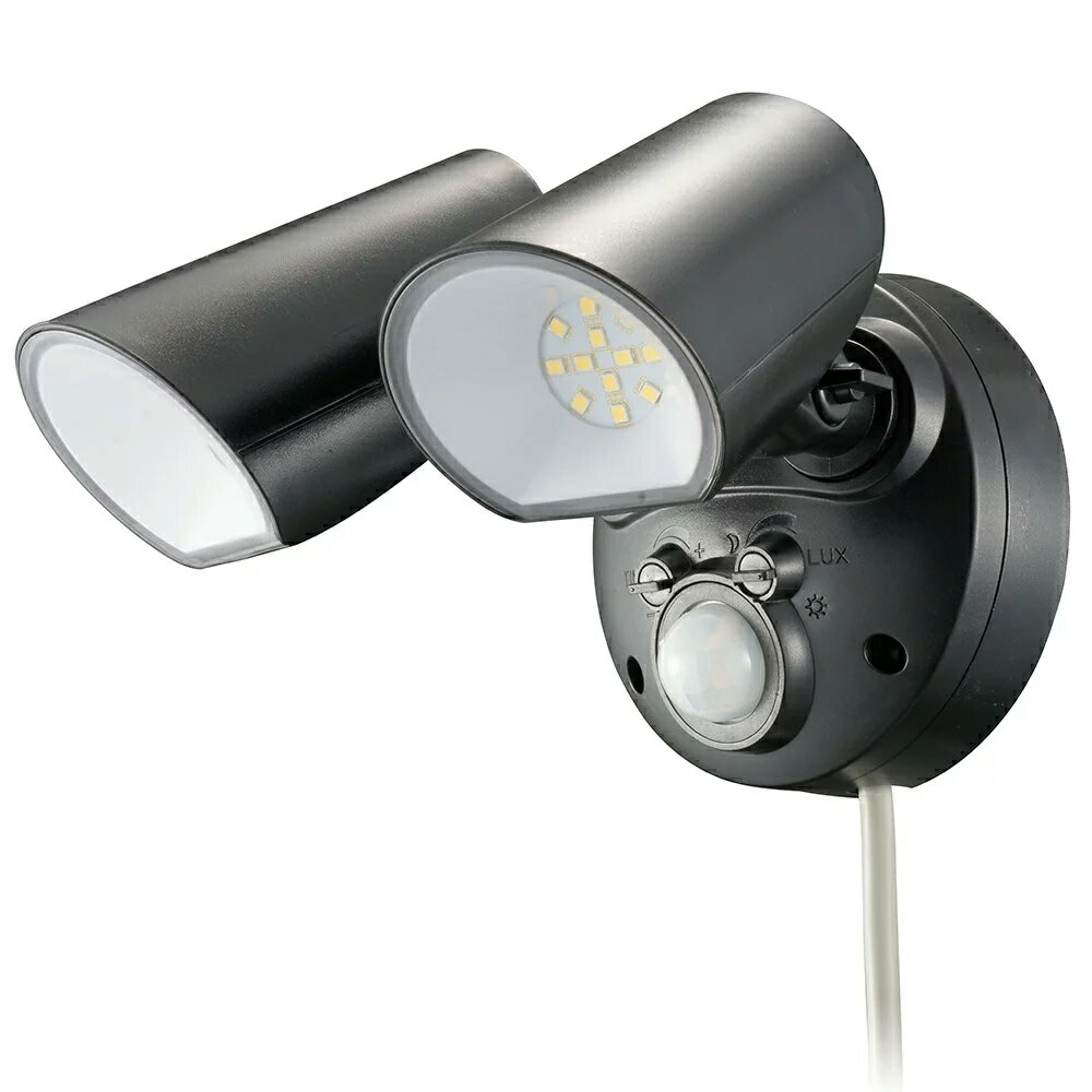 LEDセンサーライト 2灯 電源式 屋外対応 IPX4 OHM 06-4288 LS-AS2000K4-K 【送料無料】