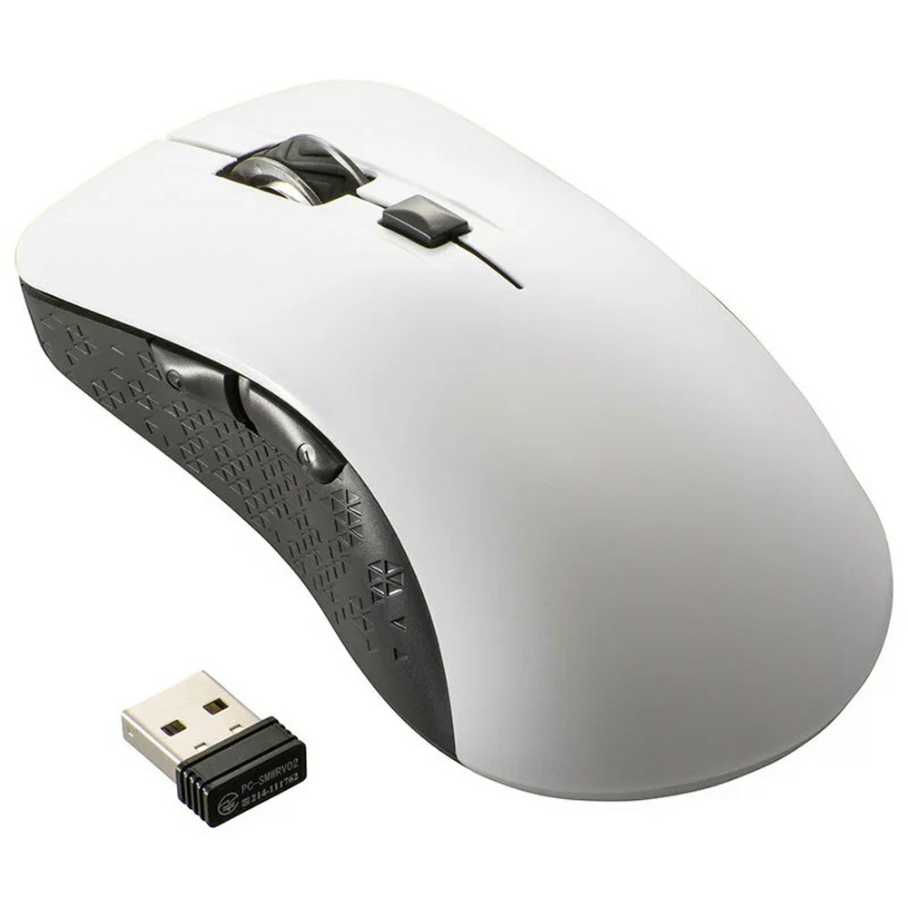 ワイヤレス静音マウス Lサイズ 5ボタン/BlueLED/無線/USB充電式 ホワイト OHM 01-3983 PC-SMW21BS5LR-W 送料無料