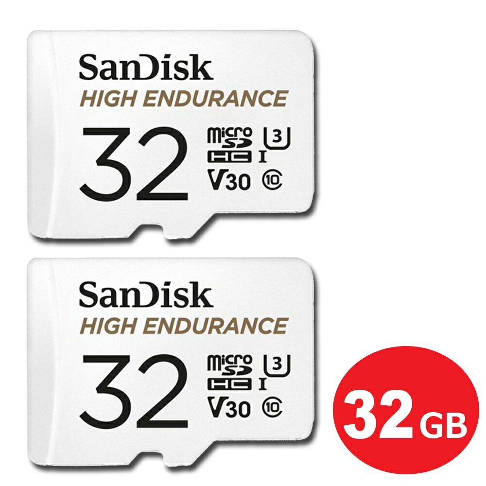 サンディスク ドライブレコーダー用 高耐久 microSDHCカード 32GB 2枚入り SDアダプタ付 Class10 UHS-1 U3 V30 SDSQQNR-032G-GN6IA-2P ドラレコ対応 microSD SanDisk 海外リテール メール便送料無料