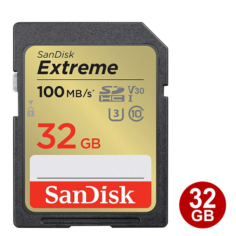 ＼楽天カードポイント8倍！5/15／サンディスク SDHCカード 32GB EXTREME Class10 UHS-1 U3 V30 100MB/s SDSDXVT-032G-GNCIN SanDisk SDカード 海外リテール メール便送料無料