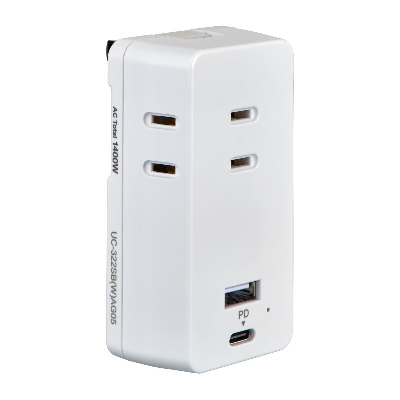 樂天商城 - ELPA PD対応 USB電源タップ AC3個口 TypeA×1・TypeC×1ポート 20W ホワイト UC-322SBW 【送料無料】