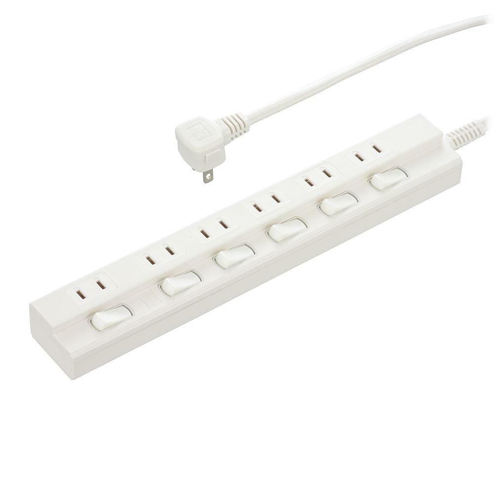 OHM 個別スイッチ付節電タップ 6個口