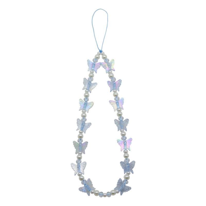 樂天商城 - ＼楽天カードポイント4倍！4/30／ インプリンク ビーズストラップ バタフライ ブルー スマホ ストラップ かわいい スマホ アクセ IMHS05BL 【メール便送料無料】