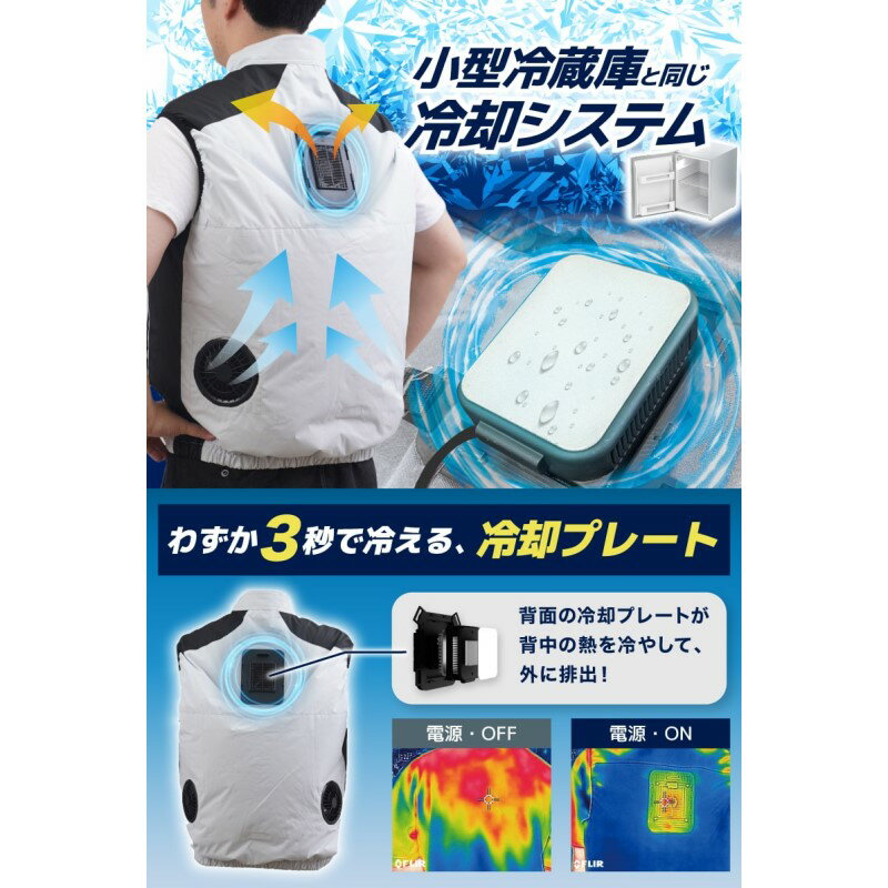 冷蔵服 ベスト バッテリー付属 3L シルバーグレー 冷却ベスト 冷却ウェア 熱中症対策 作業服 メンズ レディース 冷蔵服3 冷却ベスト ペルチェベスト サンコー TKCV243GY-SET 【送料無料】 【最強翌日配送】