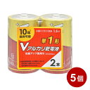 Vアルカリ乾電池 単1形 10本(2本パック×5個) 10年保存 アルカリ電池 非常用 防災 アウトドア 08-4120 OHM LR20VS2P-5P 【送料無料】 【最強翌日配送】(2)