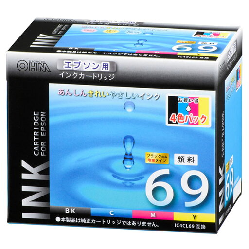 エプソン 互換インク IC4CL69互換 顔料4色パック OHM 01-4130 INK-E69B-4P 【送料無料】 エプソン 互換インク IC4CL69互換 顔料4色パック OHM 01-4130 INK-E69B-4P 【送料無料】