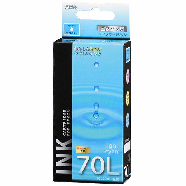 樂天商城 - ＼楽天カードポイント4倍！5/5／ エプソン 互換インク ICLC70L互換 ライトシアン×1 OHM 01-4135 INK-E70LB-LC 【メール便送料無料】