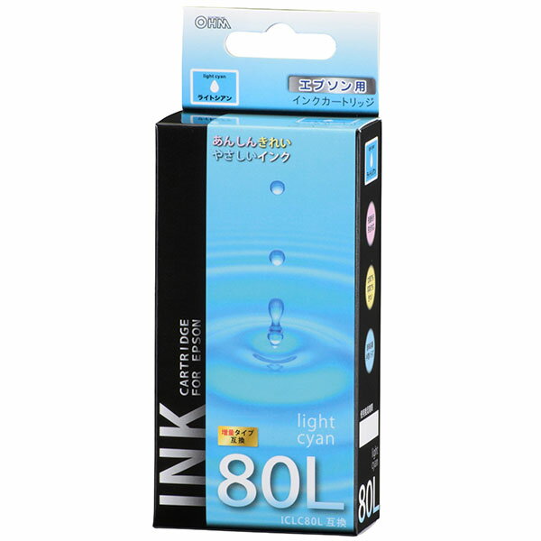 樂天商城 - エプソン 互換インク ICLC80L互換 ライトシアン×1 OHM 01-4142 INK-E80LB-LC 【メール便送料無料】