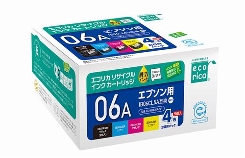 Refill Ink - エコリカ EPSON めがね IB06CL5A 対応 リサイクルインクカートリッジ 5本セット（BK×2本/CMY各色1本）ECI-EIB06A-5P 【 IB06KA / IB06CA / IB06MA IB06YA 】