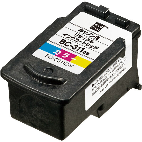 【残量検知不可】エコリカ BC-311（カラー3色）リサイクルインクカートリッジ ECI-C311C-V【BC311】