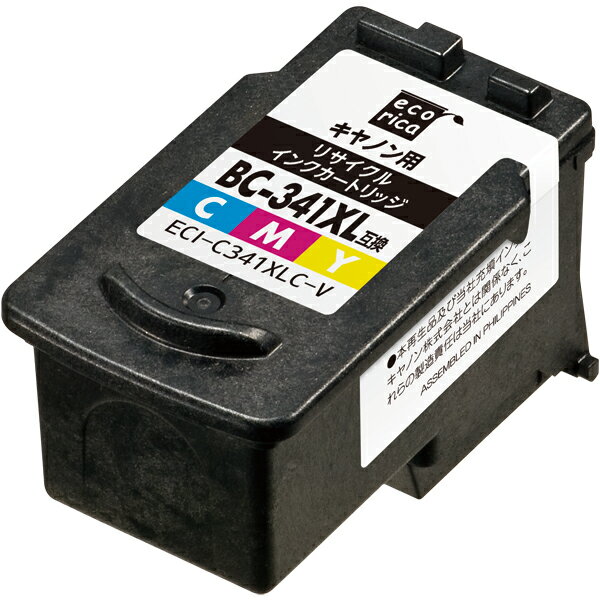 エコリカ　BC-341XL（3色カラー）リサイクルカートリッジ ECI-C341XLC-V