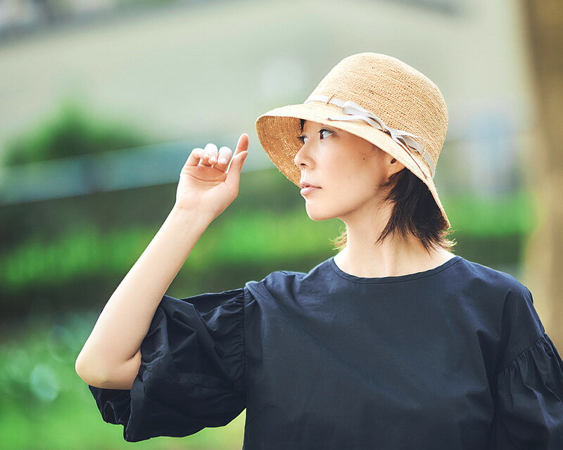 田中帽子店　Gina ジーナ ラフィア ショートクロッシェ 麦わら帽子 ストローハット...