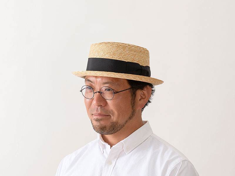 田中帽子店　Ario アーロ 欧米型 ポークパイハット 帽子 麦わら帽子 麦わら ストローハット 59cm メンズ uk-h104