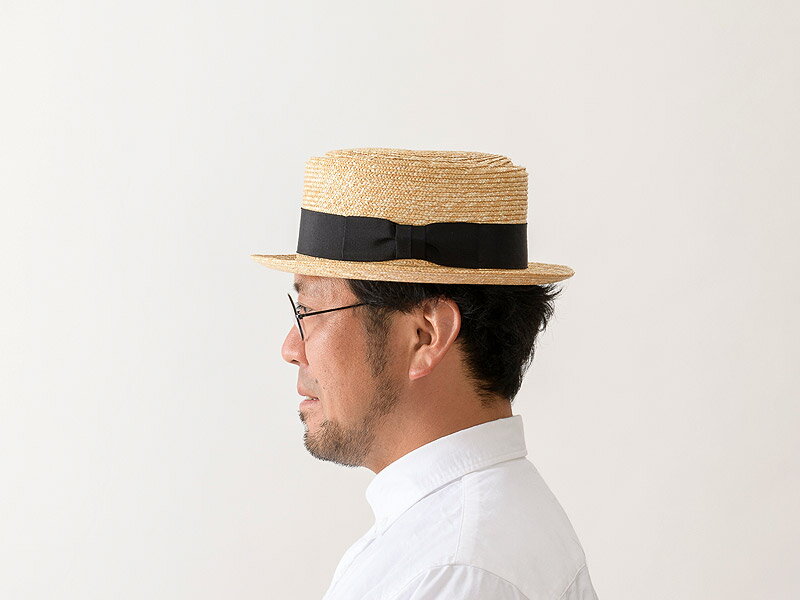 田中帽子店　Ario アーロ 欧米型 ポークパイハット 帽子 麦わら帽子 麦わら ストローハット 59cm メンズ uk-h104