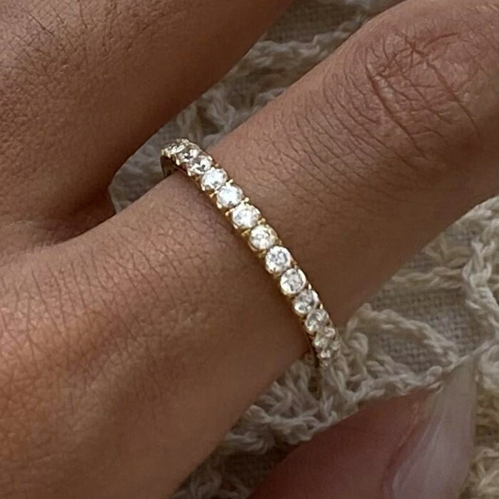 28H限定【クーポン利用で42％off】24日20：00～ SALE ステンレス エタニティリング 2mm K18 金属アレルギーPVDコーティング 高品質 シンプル レディース メンズ 送料無料のサムネイル