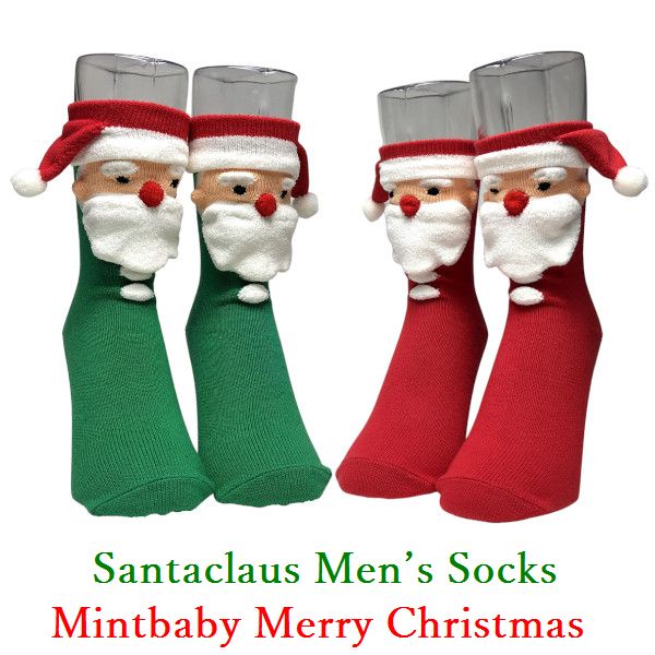 靴下 クリスマス サンタクロース メンズ 紳士 サンタ ソックス　25〜27cm 3D Socks くつ下 クリスマス プレゼント パーティー コスプレ 日本製