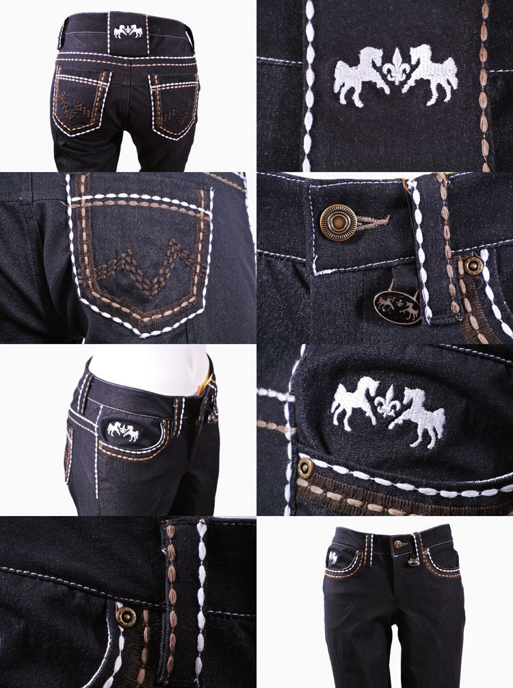 Equine　Couture(エクイクチュール）Newbury Pull On Jeans/レディース キュロット膝革 カジュアルキュロット 乗馬用 キュロット/BLEACHS 乗馬用品 2