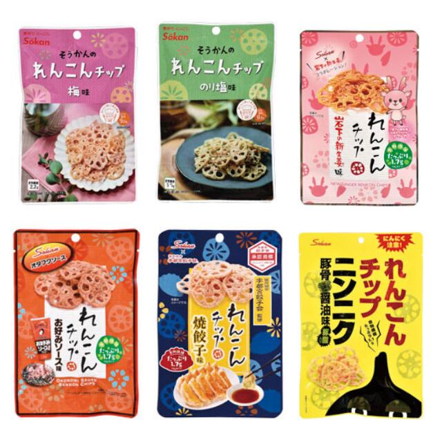 ★まとめ買い★【壮関 梅れんこんチップ 18g 6袋入】 ☆本当においしい！☆ 食物繊維たっぷりのれんこんチップス れんこん おつまみ おやつ 梅味 食物繊維 ヘルシー ビールに 女性に お子様に 送料合わせに ついで買いにのサムネイル