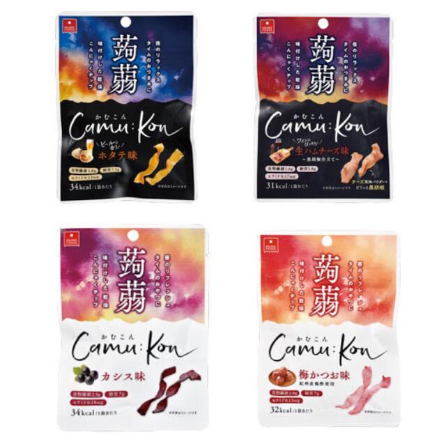 まとめ買い（10袋）【アスザックフーズ かむこん 11g 10袋】（ ホタテ味 生ハムチーズ味 梅かつお味 カシス味 ）定番商品がリニューアル！！ ダイエットの強い味方 食物繊維たっぷり＆低カロリーなこんにゃくおやつ ロカボ 低糖質 セラミド配合 食物繊維 ダイエット