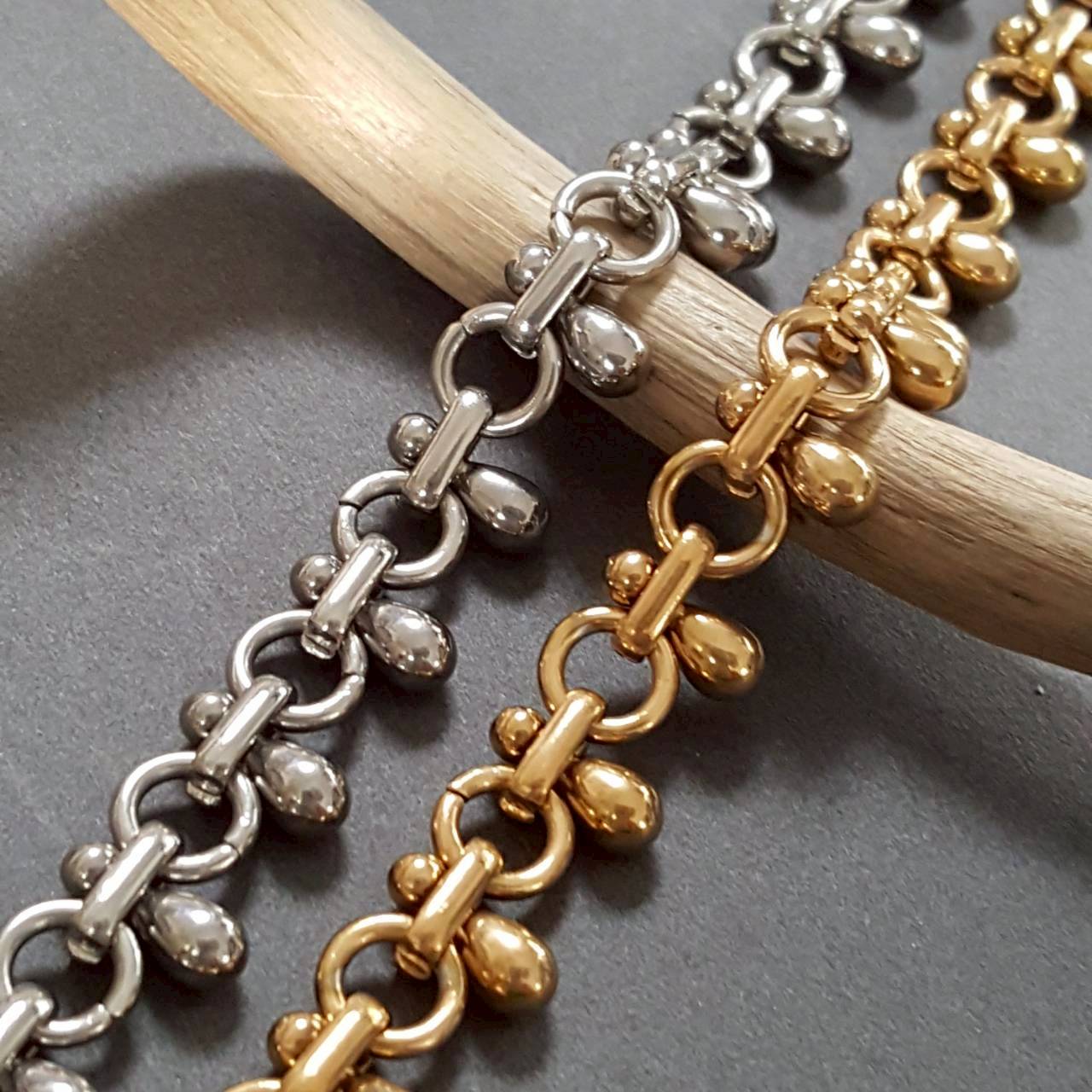 オール ステンレス製 50cm販売 約10mm幅 ドロップ フリンジ オーバル デザイン チェーン ゴールド シルバー 無メッキ 24KGP イオン メッキ サージカルステンレス 女性 ネックレス素材 ブレスレット SUS304 アクセサリーパーツ ハンドメイド素材 手芸 切り売り