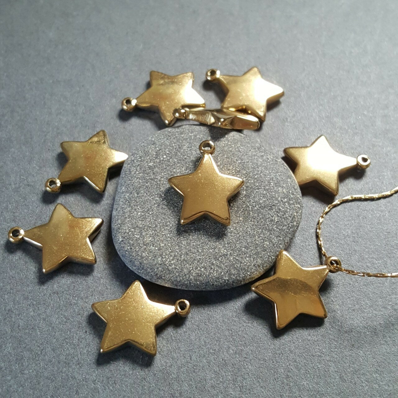 オールステンレス 横幅11.5mm スター 星 パーツ 1個 販売 ウェーブ チャーム ネッ...