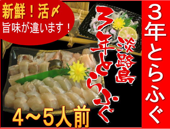 TVでお馴染み『3年ふぐ』1匹活け〆てっちり鍋用【3年とらふぐ】活てっちり（約4〜5人前）【Bコース】