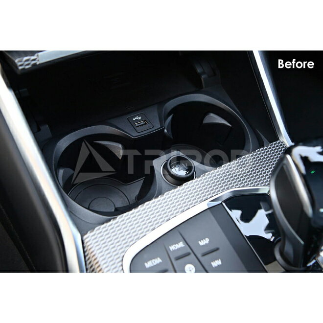 CS-CHF-B001　Chrome Cup Holder Frameセンターコンソールのカップホルダー周りをクロームの色調にコーディネート出来るフレームカバー