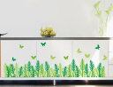 ウォールステッカー 緑の楽園 壁紙 シール 賃貸OK はがせる 剥がせる DIY 模様替え インテリア 蝶 蝶々 葉っぱ 植物 リーフ プラント バタフライ 緑色 グリーン 送料無料