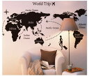 ウォールステッカー World Trip 壁紙 シール 賃貸OK はがせる 剥がせる DIY 模様替え インテリア ワールドマップ メルカトル法 白黒 モノクロ...