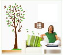 ウォールステッカー 小鳥の集まる木 60×90cm 壁紙 シール 賃貸OK はがせる 剥がせる DIY 模様替え インテリア 樹木 ツリー バード 巣箱 葉っぱ...