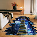 ウォールステッカー 宇宙への穴 90×60cm 壁紙 シール 賃貸OK はがせる 剥がせる DIY 模様替え インテリア 宇宙 スペース コスモ 惑星 壁 天井 穴 だまし絵 トリックアート 壁破り 天井破り 送料無料(3)