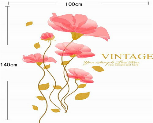 ウォールステッカー ピンクの花 壁紙 シール 賃貸OK はがせる 剥がせる DIY 模様替え インテリア ばら ..