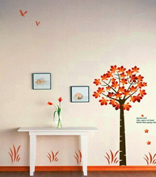 【ポイント10倍】ウォールステッカー【紅葉の木/2枚組】60×90cm 壁紙 シール 賃貸OK はがせる 剥がせる DIY 模様替え インテリア 樹木 もみじ 秋 葉っぱ グリーン 癒し 自然 ナチュラル natural green リビング 寝室 ベッドルーム 送料無料