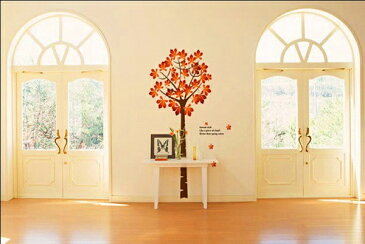 【ポイント10倍】ウォールステッカー【紅葉の木/2枚組】60×90cm 壁紙 シール 賃貸OK はがせる 剥がせる DIY 模様替え インテリア 樹木 もみじ 秋 葉っぱ グリーン 癒し 自然 ナチュラル natural green リビング 寝室 ベッドルーム 送料無料