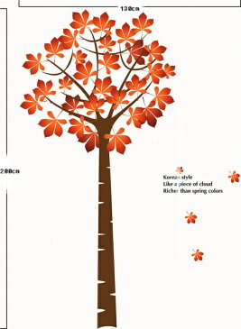 【ポイント10倍】ウォールステッカー【紅葉の木/2枚組】60×90cm 壁紙 シール 賃貸OK はがせる 剥がせる DIY 模様替え インテリア 樹木 もみじ 秋 葉っぱ グリーン 癒し 自然 ナチュラル natural green リビング 寝室 ベッドルーム 送料無料