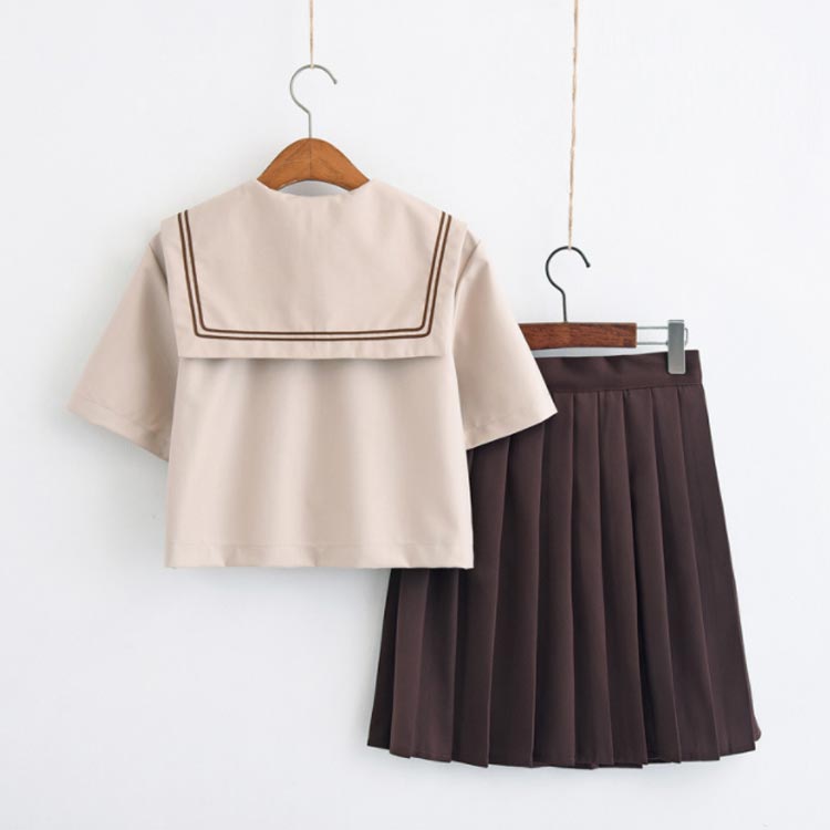 送料無料 セーラー服 茶色 制服 学生服 長袖 半袖 女子高生 入学式 卒業式 コスチューム コスプレ衣装 学園祭 文化祭 女子高生 制服 上下セット コスチューム 大きいサイズ 春夏秋