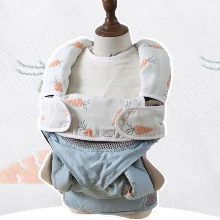 ベビー よだれカバー 抱っこひもカバー 赤ちゃん 6重ガーゼ チャイルドシート 可愛い 綿100% 女の子 男の子 ベビーカー 出産祝い 出産準備 胸当て付き お洒落 出産準備 柔らかい シンプル 2