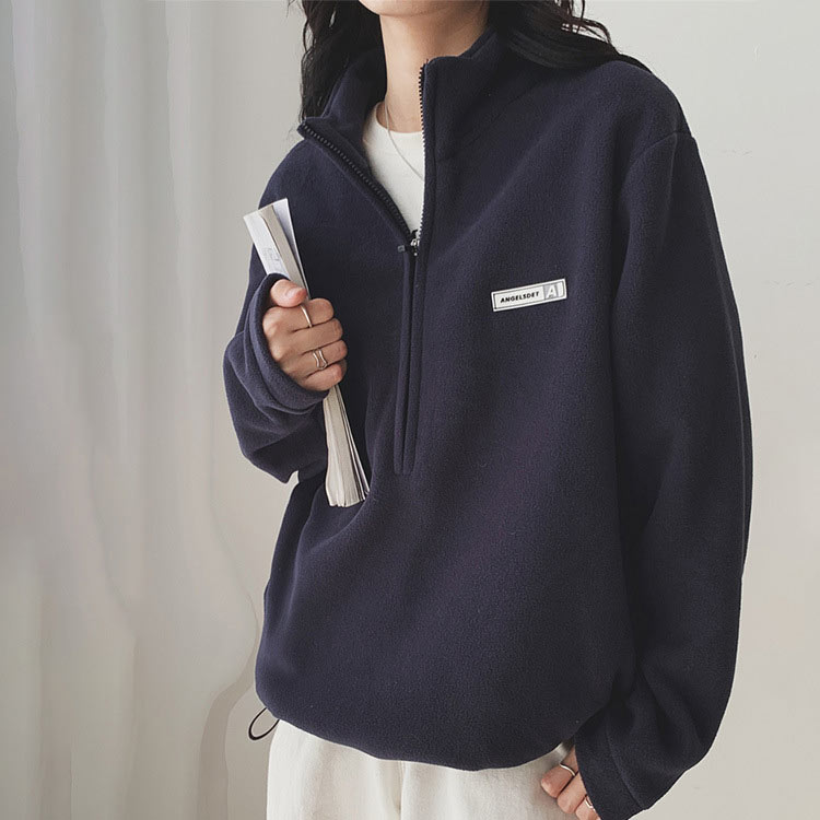 カジュアル 防寒 【送料無料】 オーバーサイズ レディース プルオーバー ふわふわ ボア もこもこ ハーフジップ あったか 暖か 【送料無料】 トップス トレーナー ゆったり 長袖 大きいサイズ 体型カバー 春 秋