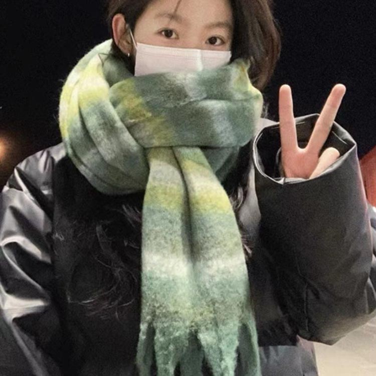 秋冬 冬 大判 アクリル 可愛い＜マフラー マフラー ふんわり 冷房対策 かわいい ストール メンズ 防寒 フリンジ ブロックチェック 厚手 ストール 暖かい クリスマス プレゼント 女性 誕生日 贈り物 gift 実用的 レディース