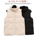 M-5XL ダウンべスト レディース アウター ベスト 秋冬 フェイクダウン オーバーベスト 袖なし スタンドネック オーバーサイズ あったか 暖かい カジュアル 重ね着 シンプル