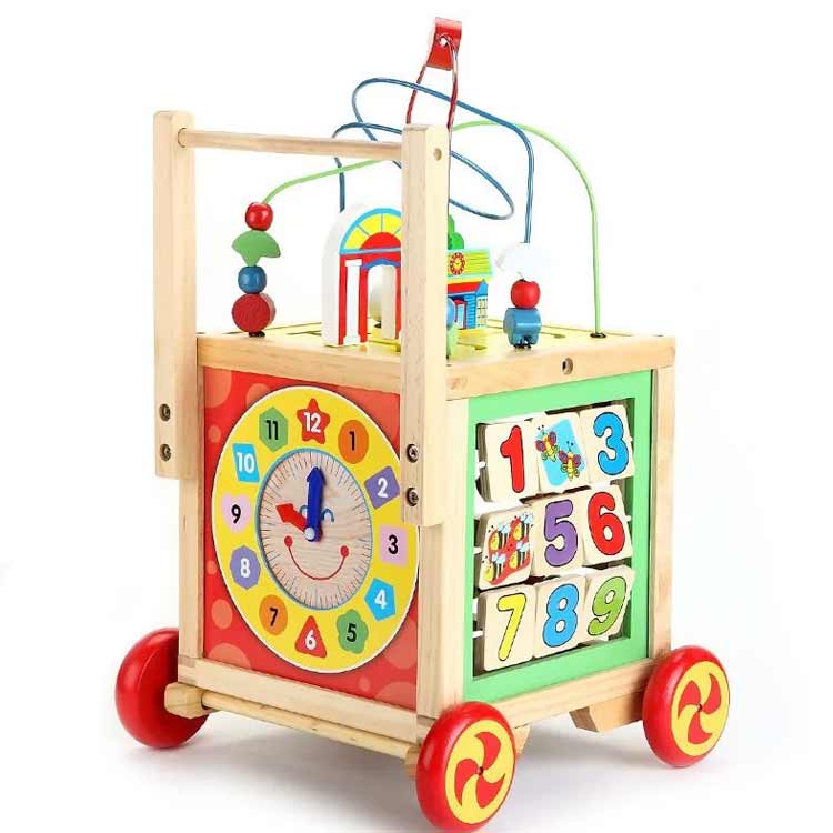 送料無料 パズル 木 あそび箱 手押し車 多機能 知育玩具 数字合わせ 迷路あそび ベ...