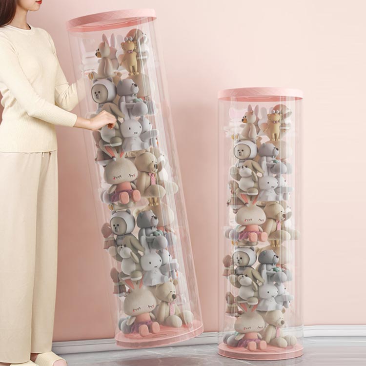 ぬいぐるみ収納 pvc筒 クリア収納バケツ 透明円柱のぬいぐるみ収納ケース 防塵 防湿 大容量収納 ぬいぐるみ収納桶 透明円柱のぬいぐるみ収納 陳列棚 陳列ケース DIY 展示ボックス ぬいぐるみ収納箱 人形収納かご 人形収納柱 [2]
