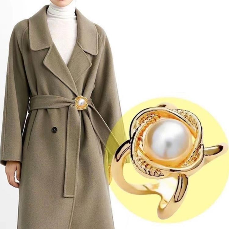 コートベルト 留め具 大判 スカーフリング 3点セット バラ パール 大きいサイズ リボンベルト リング 止め スカーフクリップ 送料無料 上品 アクセサリー 白 黒 チェスターコート スプリングコート トレンチコート ベルト留め具 リング