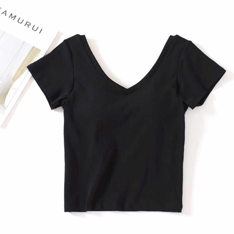 半袖 tシャツ ショート丈 ブラトップインナー 半袖インナー Tシャツ レディース 部屋着 カップ付 カップ付き 大きいサイズ カップ付き 夏 ブラ付き カットソー トップス インナー シンプル 無地 カジュアル 3qshop-10006102 3Q楽天市場店 サンプル画像2