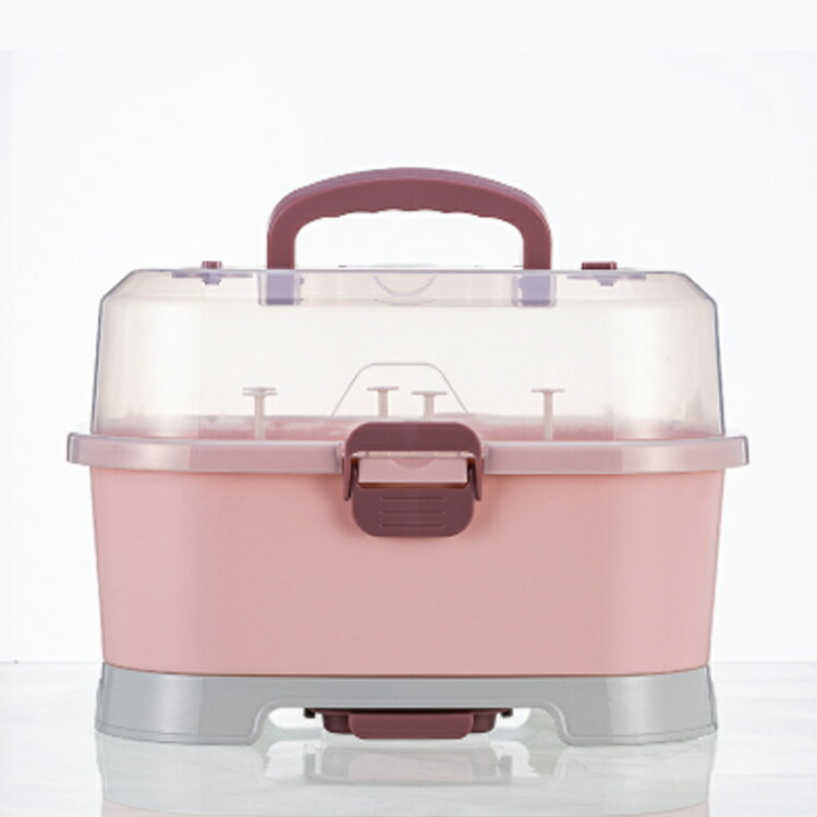 哺乳瓶キャリー 哺乳瓶ケース 哺乳瓶ラック 乾燥ラック 透明 収納ボックス 保管ケース 哺乳瓶収納 ベビーグッズ 収納ケース 蓋付き 持ち運び便利 衛生用品 ベビー用 水切り 大容量 ほこり防止 防カビ 清潔 出産準備 出産祝い ギフト 2