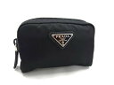 美品 PRADA プラダ ポーチ ミニポーチ 1NA339 ブラック ナイロン レディース 三角ロゴプレート【本物保証】【中古】
