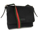 美品 GUCCI グッチ ショルダーバッグ シェリーライン メッセンジャーバッグ 337074 ブラック テクノキャンバス レザー メンズ クロスボディバッグ【...