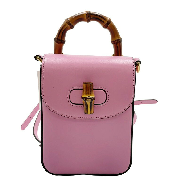 乐天商城 - GUCCI グッチ ハンドバッグ バンブーライン 702106 ピンク カーフ レディース 3WAY 超美品【本物保証】【中古】