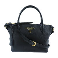 美品PRADAプラダショルダーバッグハンドバッグ1BA1572wayヴィテッロブラックグレインレザー【本物保証】【中古】